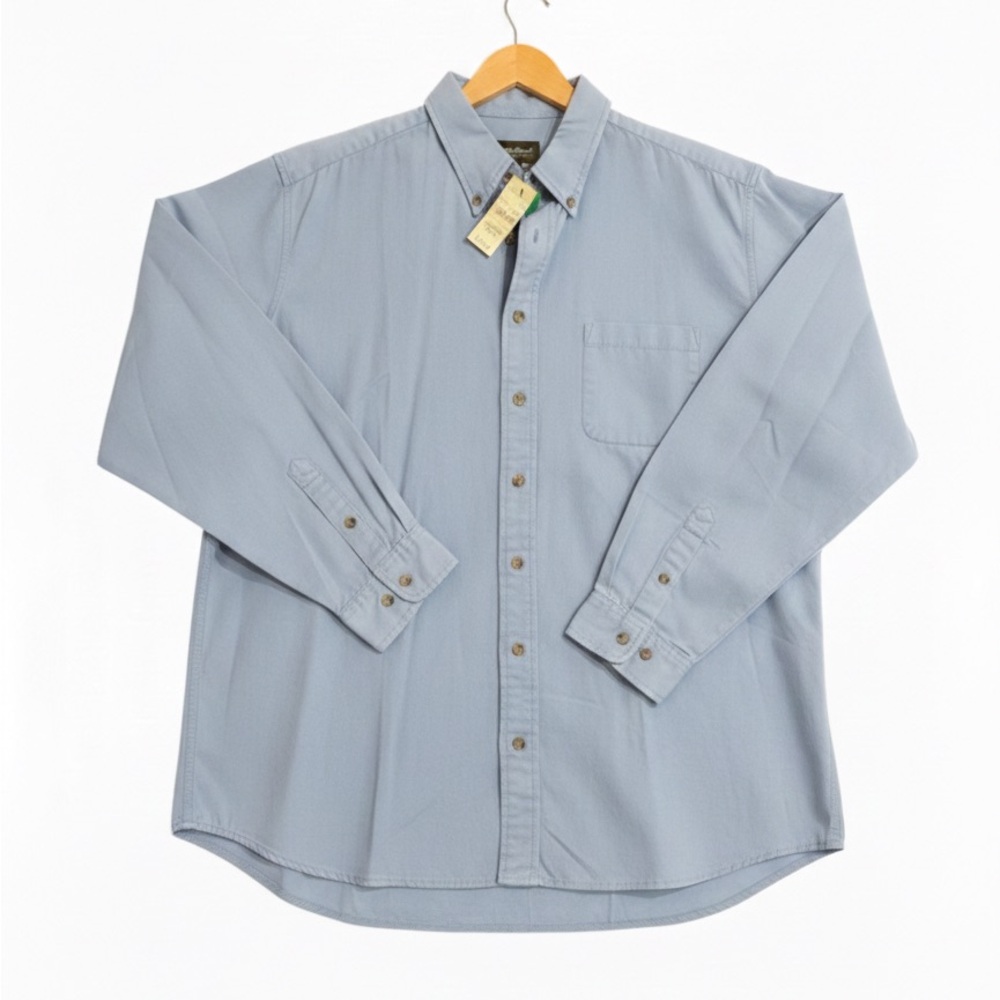 Eddie Bauer Men's XL Tall Twill Shirt Long Sleeve Button Down Antique Blue NWT